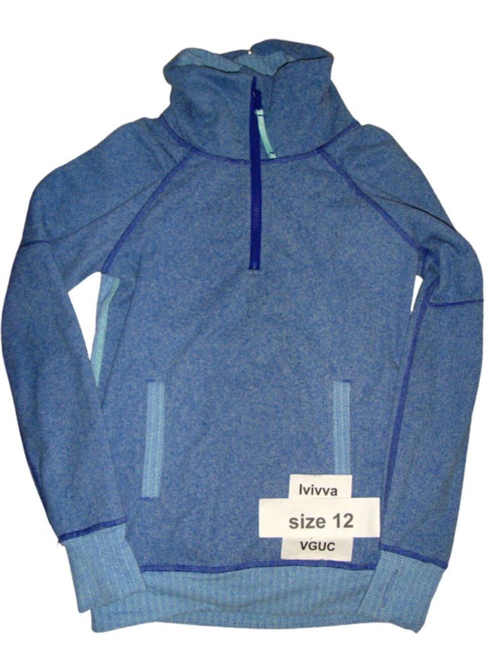Ivivva Girl by Lululemon 🍋 Girl Sherpa Lined Blue/Herringbone Pullover size 12